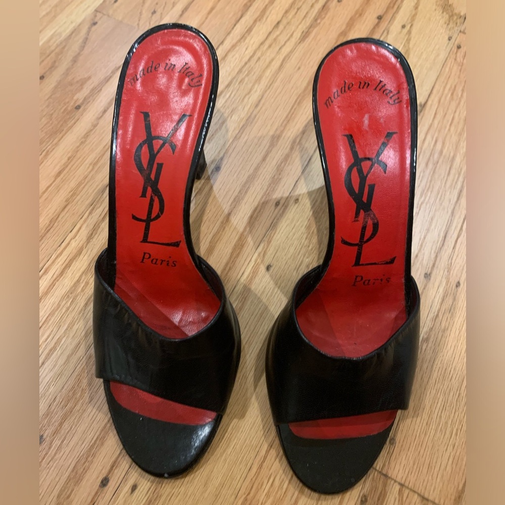 Yves Saint Laurent Black Heels with Red Interior
